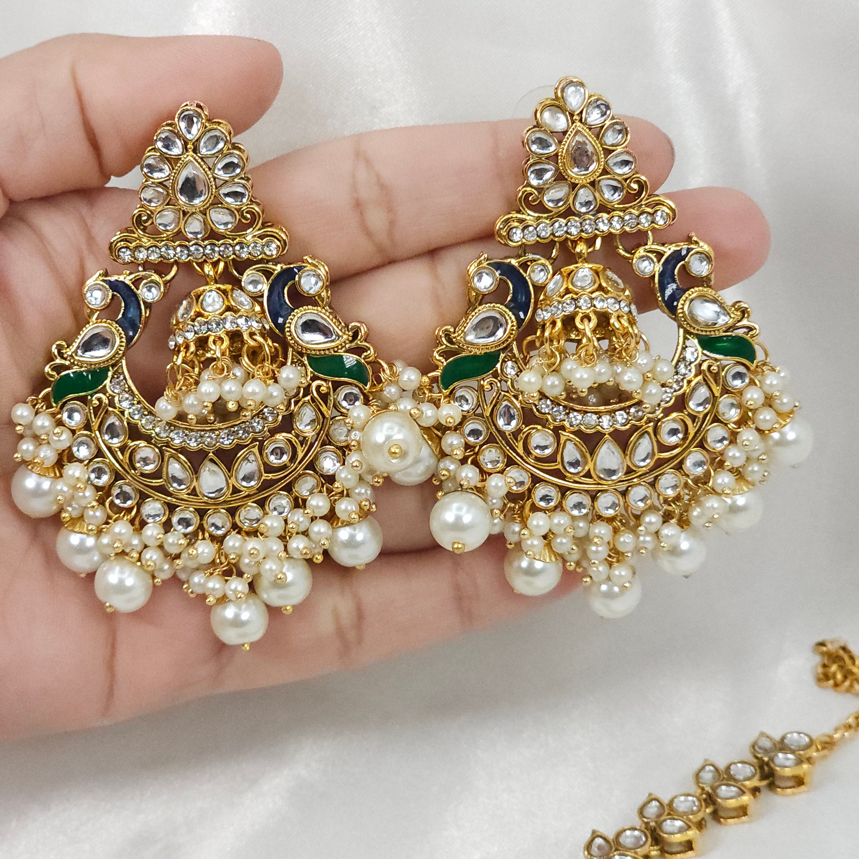 Tara Kundan  Earrings and Tikka Set - Fancy Fab Jewels