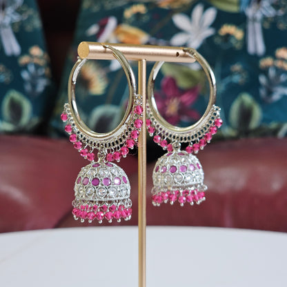 Saloni Silver Polki Jhumki Bali Earrings - Fancy Fab Jewels