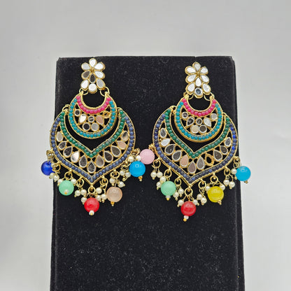 Priya Multicolor Mirror Choker Necklace Set - Gold
