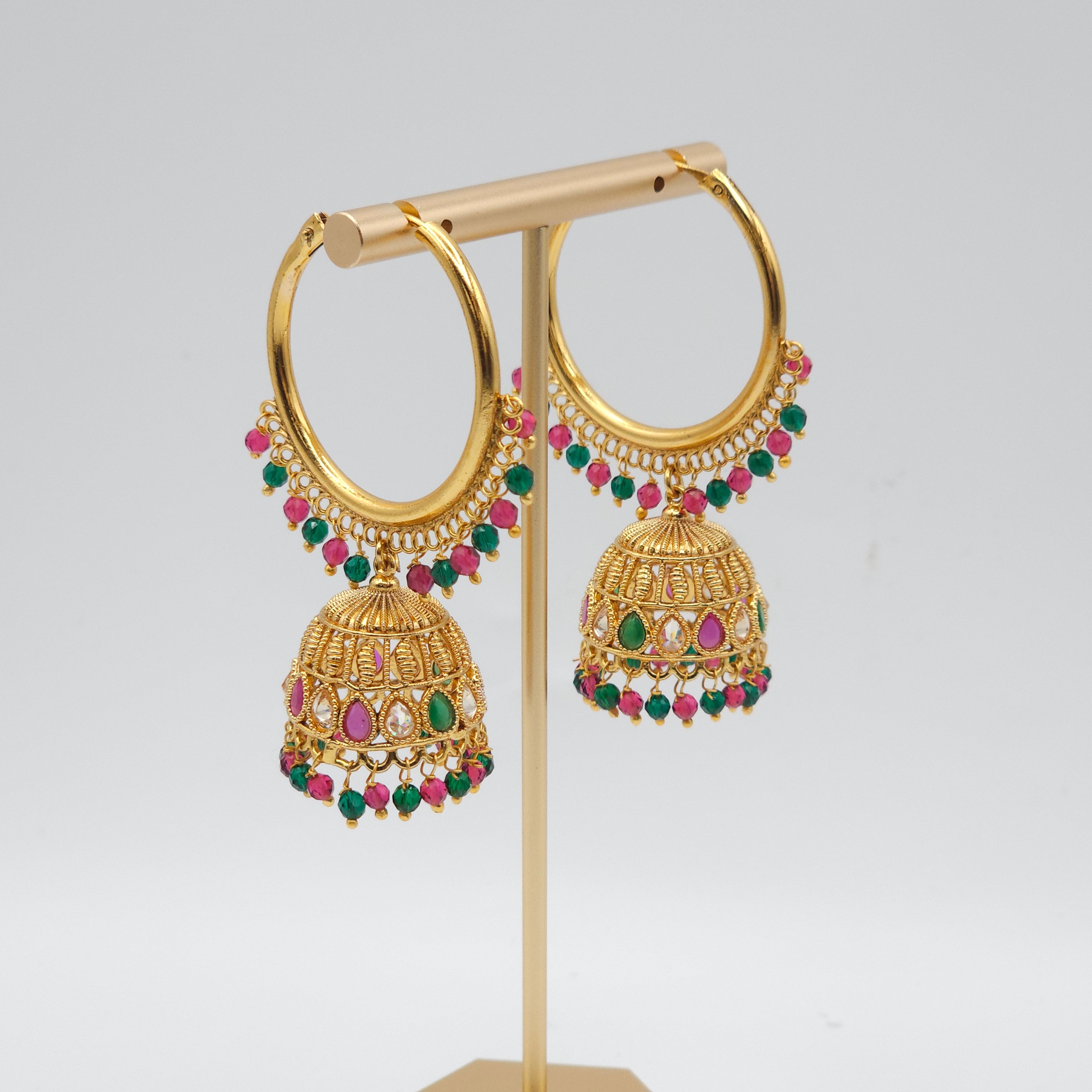 Meera Antique Gold Polki Jhumki Bali Earrings - Fancy Fab Jewels