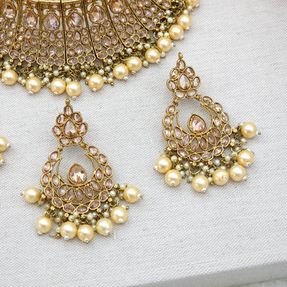 Abha- Antique gold choker necklace - golden