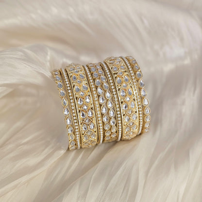 Pack Of 10 Tear drop bangle set - Golden