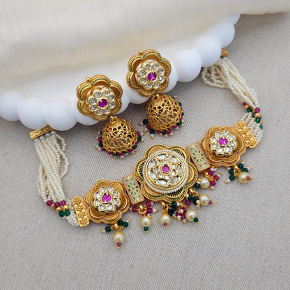 Jodha Rajwadi Statement Kundan Choker Set